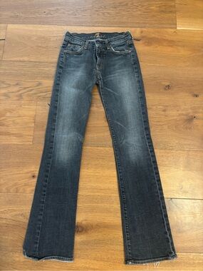 7 For All Mankind Women's Faded Black Bootcut Jeans